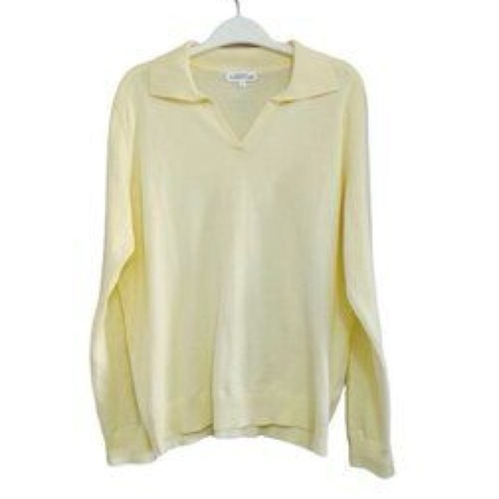 Northern Reflections Vintage Yellow Collared V-Neck Knit Sweater Large